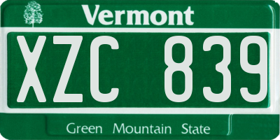 VT license plate XZC839
