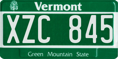 VT license plate XZC845