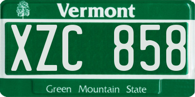 VT license plate XZC858