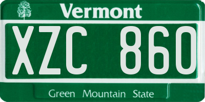 VT license plate XZC860