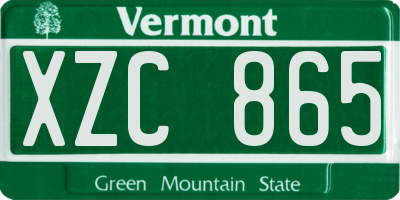 VT license plate XZC865