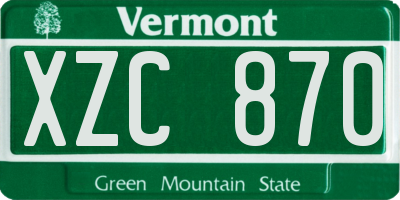 VT license plate XZC870