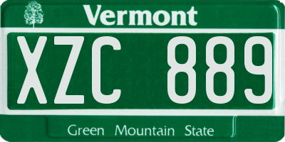 VT license plate XZC889