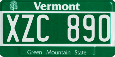 VT license plate XZC890