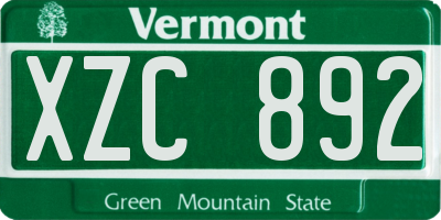 VT license plate XZC892
