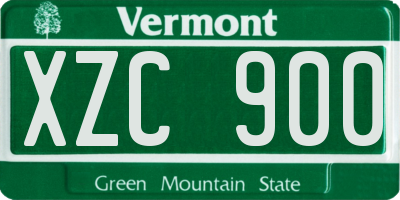 VT license plate XZC900
