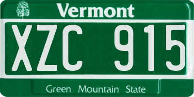 VT license plate XZC915