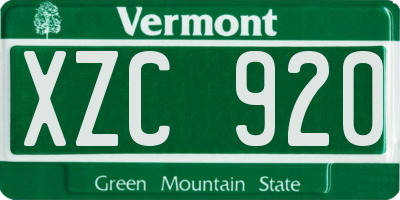 VT license plate XZC920