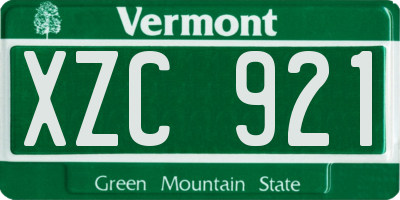 VT license plate XZC921