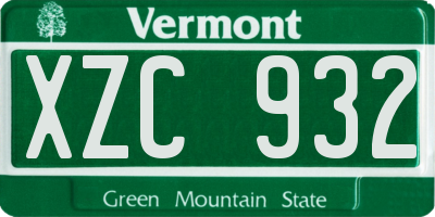 VT license plate XZC932