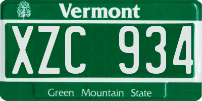 VT license plate XZC934