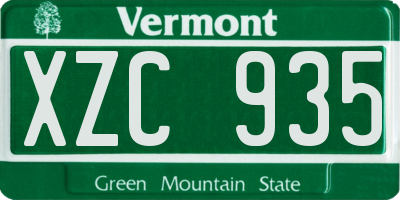 VT license plate XZC935