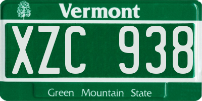 VT license plate XZC938