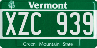 VT license plate XZC939