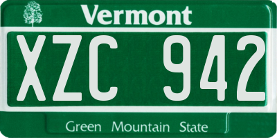 VT license plate XZC942