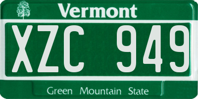 VT license plate XZC949