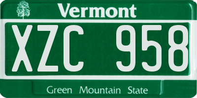 VT license plate XZC958