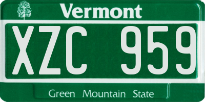 VT license plate XZC959