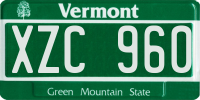 VT license plate XZC960