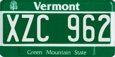 VT license plate XZC962
