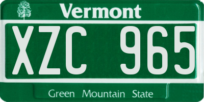 VT license plate XZC965