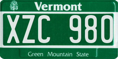 VT license plate XZC980