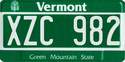 VT license plate XZC982