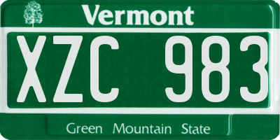 VT license plate XZC983
