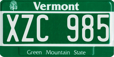 VT license plate XZC985
