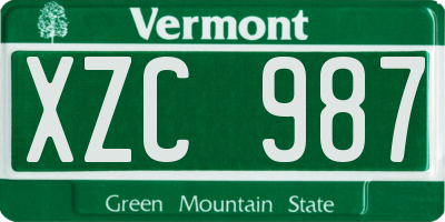 VT license plate XZC987