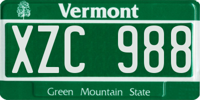 VT license plate XZC988