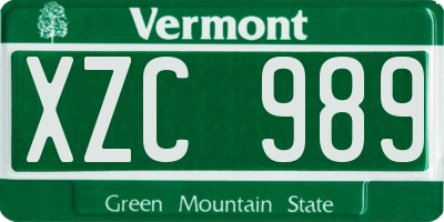 VT license plate XZC989