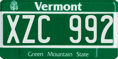 VT license plate XZC992