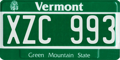 VT license plate XZC993