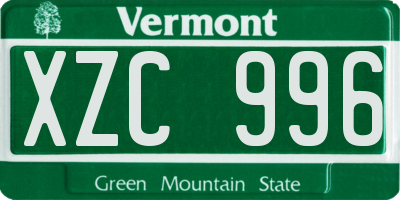 VT license plate XZC996
