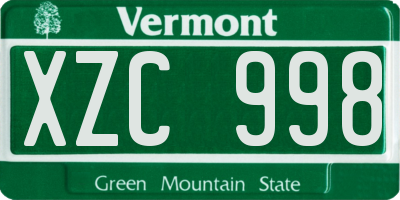 VT license plate XZC998