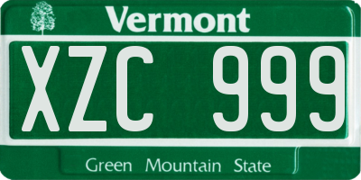 VT license plate XZC999