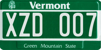 VT license plate XZD007