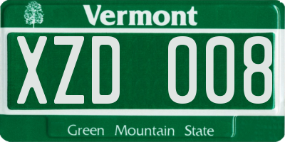 VT license plate XZD008