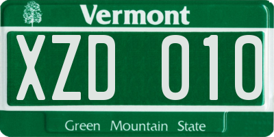 VT license plate XZD010