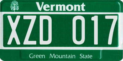 VT license plate XZD017