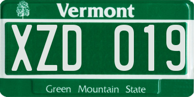 VT license plate XZD019