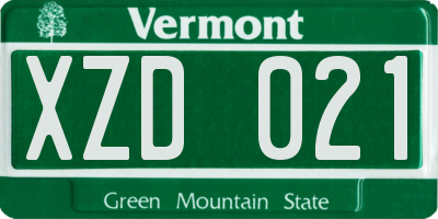 VT license plate XZD021