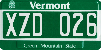 VT license plate XZD026