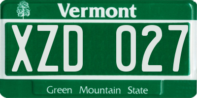 VT license plate XZD027