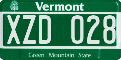 VT license plate XZD028