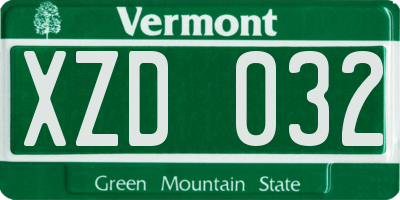 VT license plate XZD032