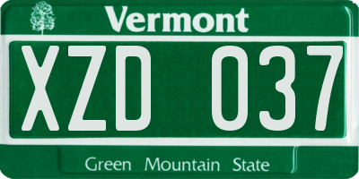 VT license plate XZD037