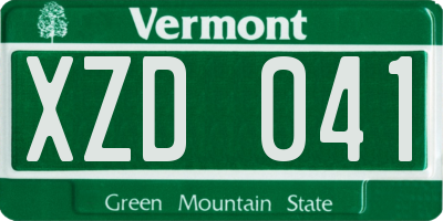 VT license plate XZD041