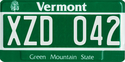 VT license plate XZD042